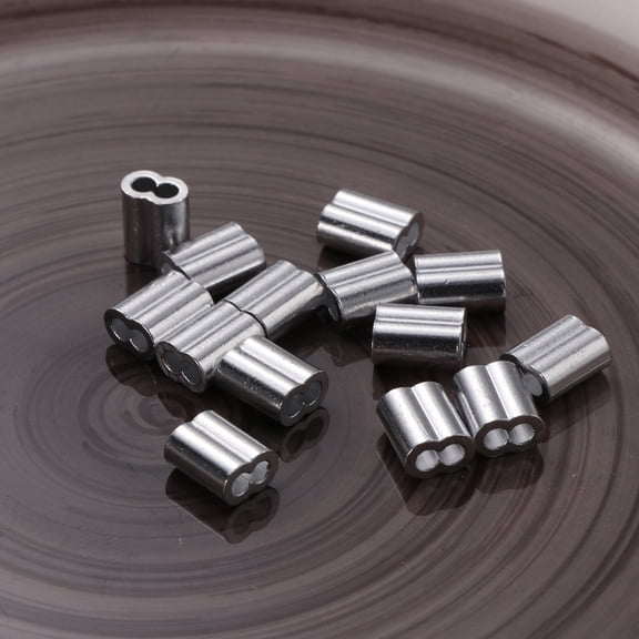WEAVILUX 100Pcs Aluminum Rope Clamps Silver for Wire Rope Fitting with Strong Performance