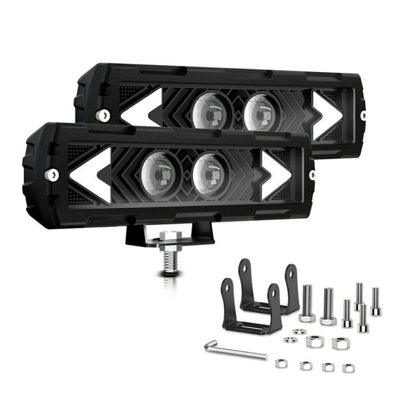 Faros de automóviles Barras de luces LED de 6 pulgadas, luces antiniebla/de conducción todoterreno de 120W 12000LM, lámparas de trabajo LED DRL impermeables para camión, barco, UTV, ATV, Jeep, paquete