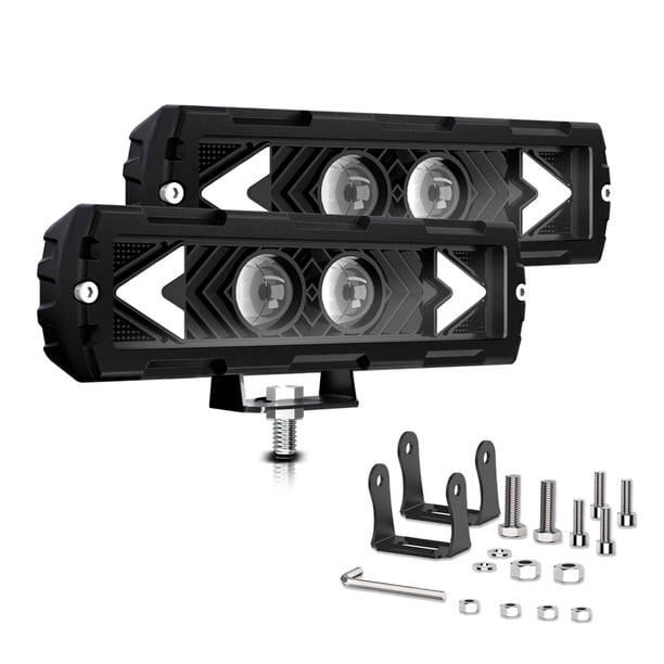 Faros de automóviles Barras de luces LED de 6 pulgadas, luces antiniebla/de conducción todoterreno de 120W 12000LM, lámparas de trabajo LED DRL impermeables para camión, barco, UTV, ATV, Jeep, paquete