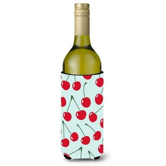 Cherries on Blue Wine Bottle Beverge Insulator Hugger
