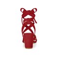 thumbnail image 3 of BLISSFUL STEP Women's Open Toe Crisscross Lace Up Block Heel Sandals Red 7.5, 3 of 8