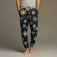 thumbnail image 2 of WTOBBY Men's Drawstring Pocket Cuffed Casual Pants Home Sleep Pants with Christmas Print Comfortable Soft Lounge Men's Trousers,Black M, 2 of 7