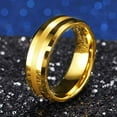 thumbnail image 3 of Wedding Rings Men & Women 8mm Yellow Gold Tungsten Wedding Band Matte Line, 3 of 4