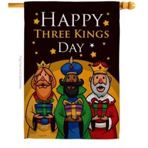 Angeleno Heritage  28 x 40 in. Three Kings Day House Flag with Winter Nativity Double-Sided Decorative Vertical Flags Decoration Banner Garden Yard Gift