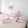 thumbnail image 6 of jejeloiu Pink Flamingo Heart 7 Pieces Bedding Comforter Set Kids,Tropical Animal Print Full Bedding Set For Girls,Reversible, 6 of 7