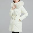 thumbnail image 2 of Patlollav Womens Cotton Coats,Ladies Mid-Length Slim-Fitting Thickened Hooded Plus Collar Coats, 2 of 6