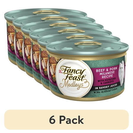 (6 pack) Purina Fancy Feast Medleys Beef & Pork Milanese Wet Cat Food, 3 oz Can
