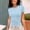 Light Blue, variant on DuoJiaJ Women's Casual Basic Going Out Crop Tops Slim Fit Short Sleeve Crew Neck Tight T Shirts 2025 Plus Size Off-Shoulder Party Tops Beige L