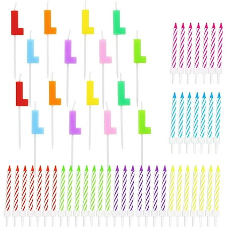 96 Piece Letter L Birthday Cake Candles Set with Holders Value Pack, for Baby Shower Kids Birthday Graduations Anniversary Party Dessert Decoration