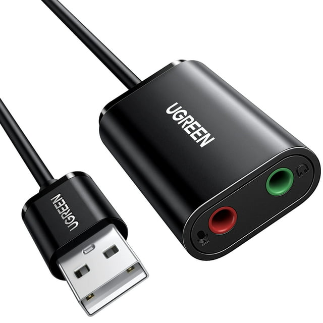 Adaptador de tarjeta de sonido USB UGREEN para ordenador PS5 PS4 Black
