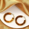 thumbnail image 2 of 304 Stainless Steel Hoop Earrings For Women Ring with Resin Chocolate 42mm, 2 of 5