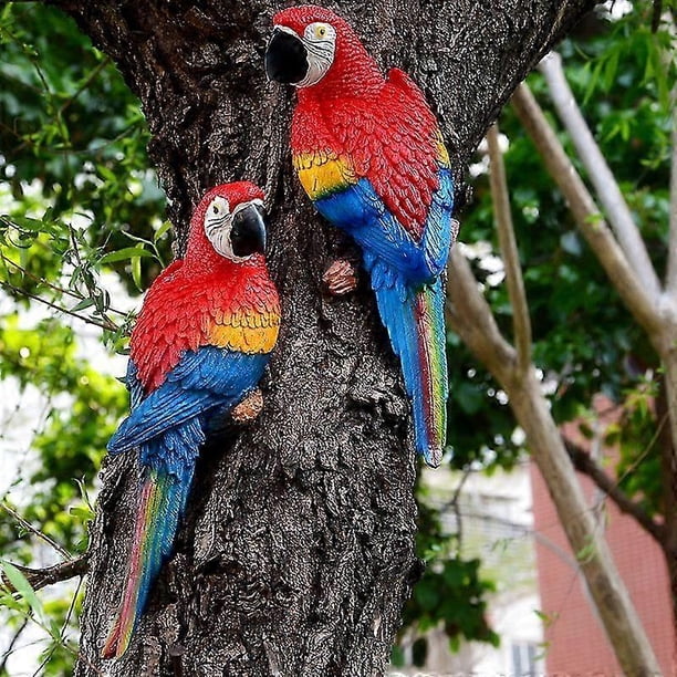 Realistic Parrot Resin Bird Animal Ornament Hanging 31cm Look Right Blue 26s