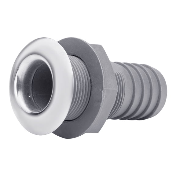 White Water 6655N Stainless Steel/Nylon Straight Thru-Hull with Barb