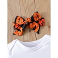 thumbnail image 4 of Bagilaanoe 0-24M 3pcs Newborn Baby Girls Romper Set Short Sleeve Letter Printed Tops Pumpkin Printed Mesh Tulle Shorts Headband, 4 of 9