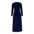 thumbnail image 6 of Mceream Women's Velvet Fit-and-Flare Maxi Dress, High Neck Puff Sleeve, Luxe Velvet, Wedding Guest, Evening, formal Events Navy S, 6 of 7
