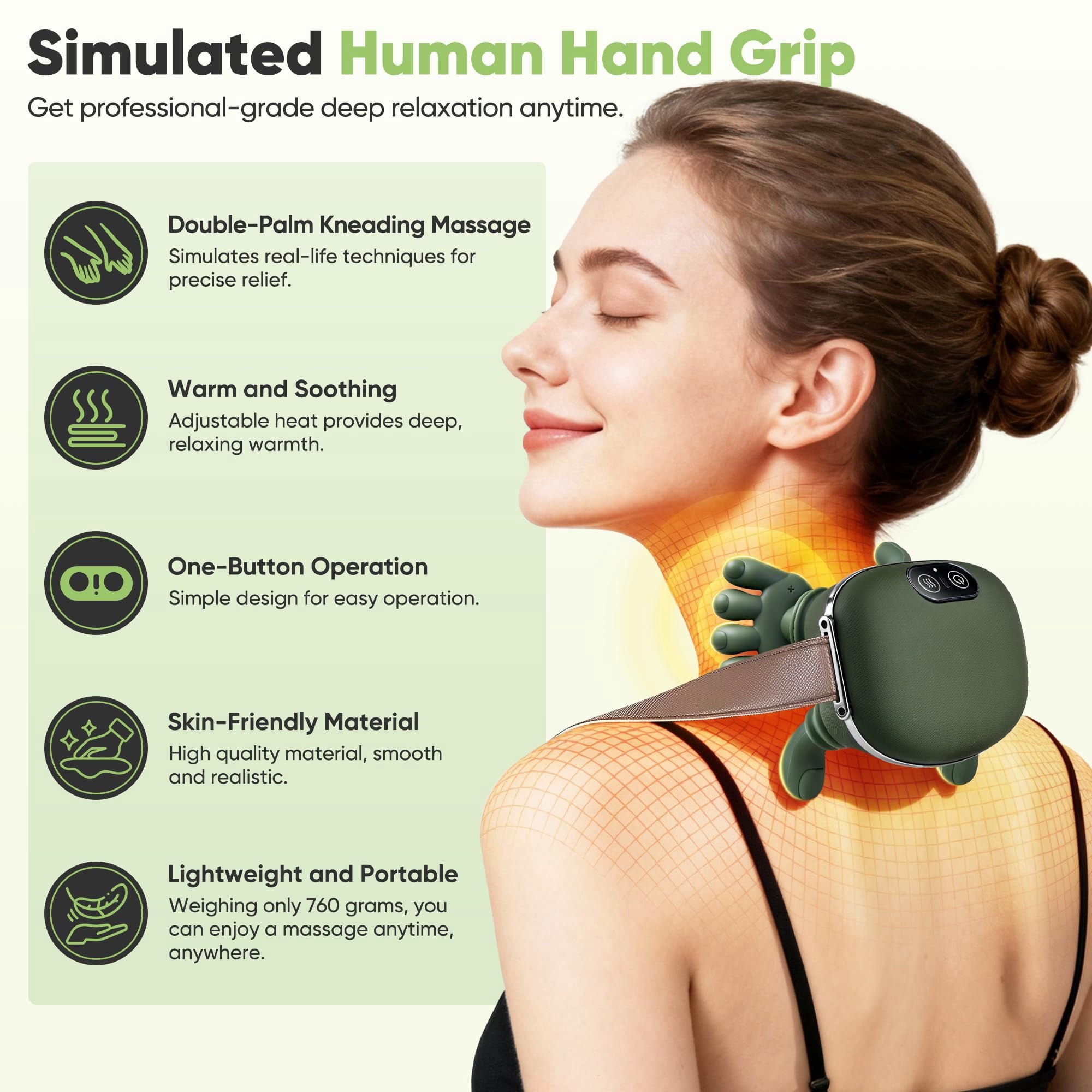 Neck Massager with Heat for Pain Relief deep Tissue,Shoulder & Back Massager,masajeador de espalda y Cuello shiatsu Neck and Back Massager