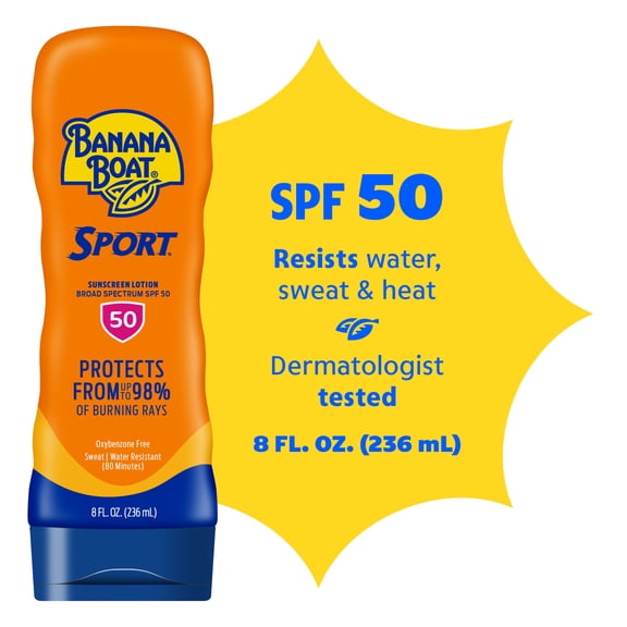 Banana Boat Sport SPF 50 Sunscreen Lotion, Sunblock Lotion, 8 Fl Oz