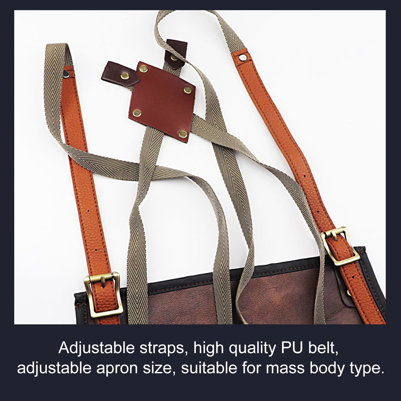 Apron for Men Women Waterproof Leather Apron with Pockets Cross-Back Straps for Kitchen BBQ Cooking Barber Barista Apron Handworking