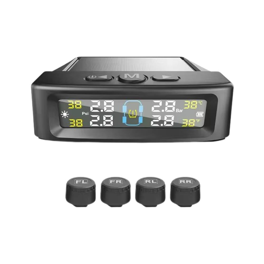 OPDBN Système de Surveillance des Pneus de Voiture RV TPMS avec Charge Solaire, 4 Sens