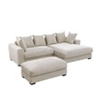 thumbnail image 3 of 4-Piece Upholstered Corduroy Sectional Sofa With Chaise & Ottoman-Beige, 3 of 11