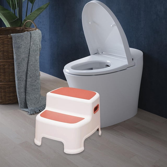 Taburete con escalón, taburete de dos escalones para niños, taburetes multifuncionales dobles para niños pequeños, taburete junto a la cama para salas rosa Macarena Taburetes