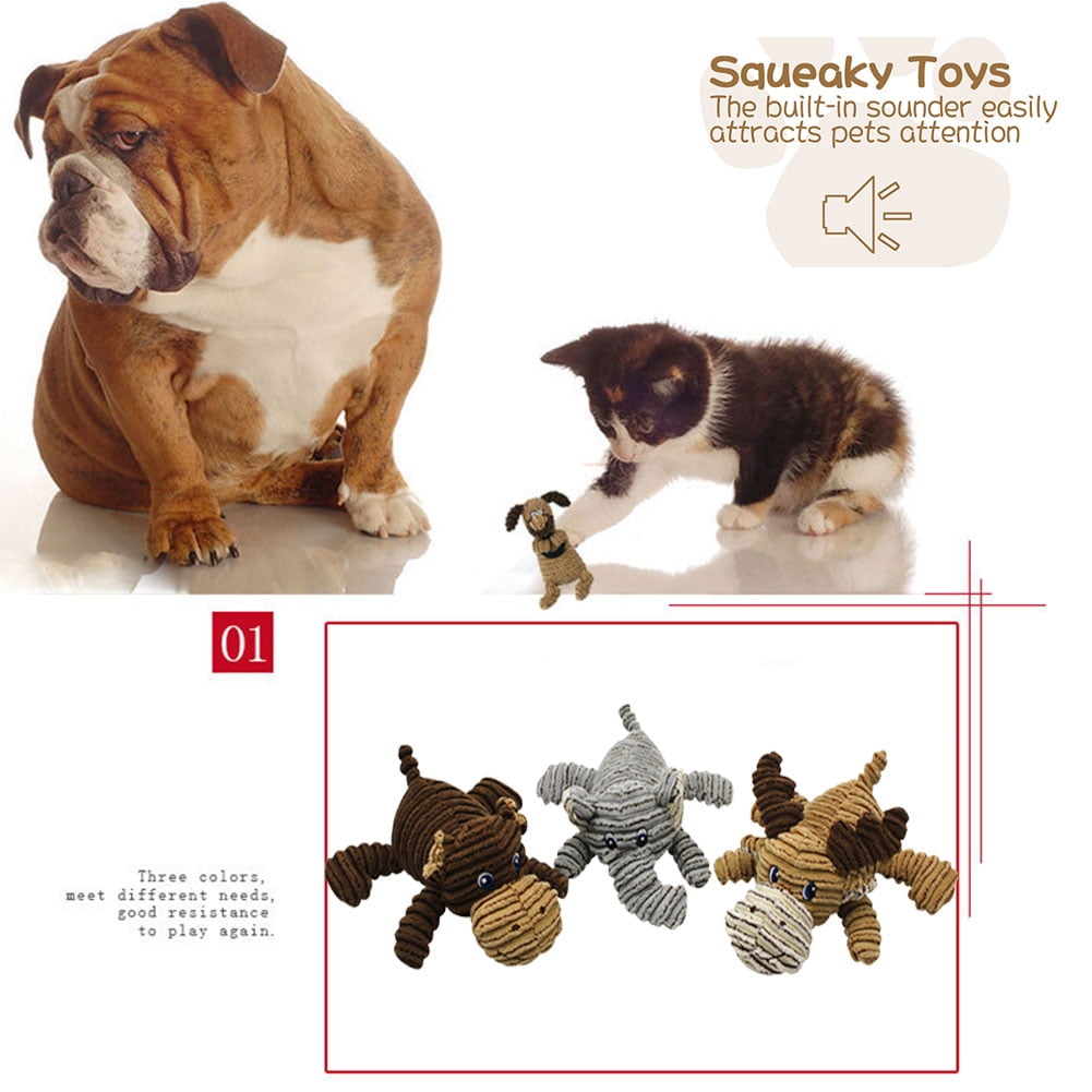 Kepooman 3 Pack Dog Chew Toy for Teething Chewing and Playtime, No Stuffing Plush Animal Dog Squeaky Toy, Multi-color Kepooman 3 Pack Dog Chew Toy for Teething Chewing and Playtime, No Stuffing Plush Animal Dog Squeaky Toy, Multi-color