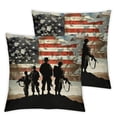 thumbnail image 2 of Acheng  Happy Veterans Day American Flag Soldier Pattern Tough Guy Burlap Decorative Rectangle Throw Lumbar Waist Pillow Case Cushion Cover for Couch Living Room,Set of 2 White, 2 of 6