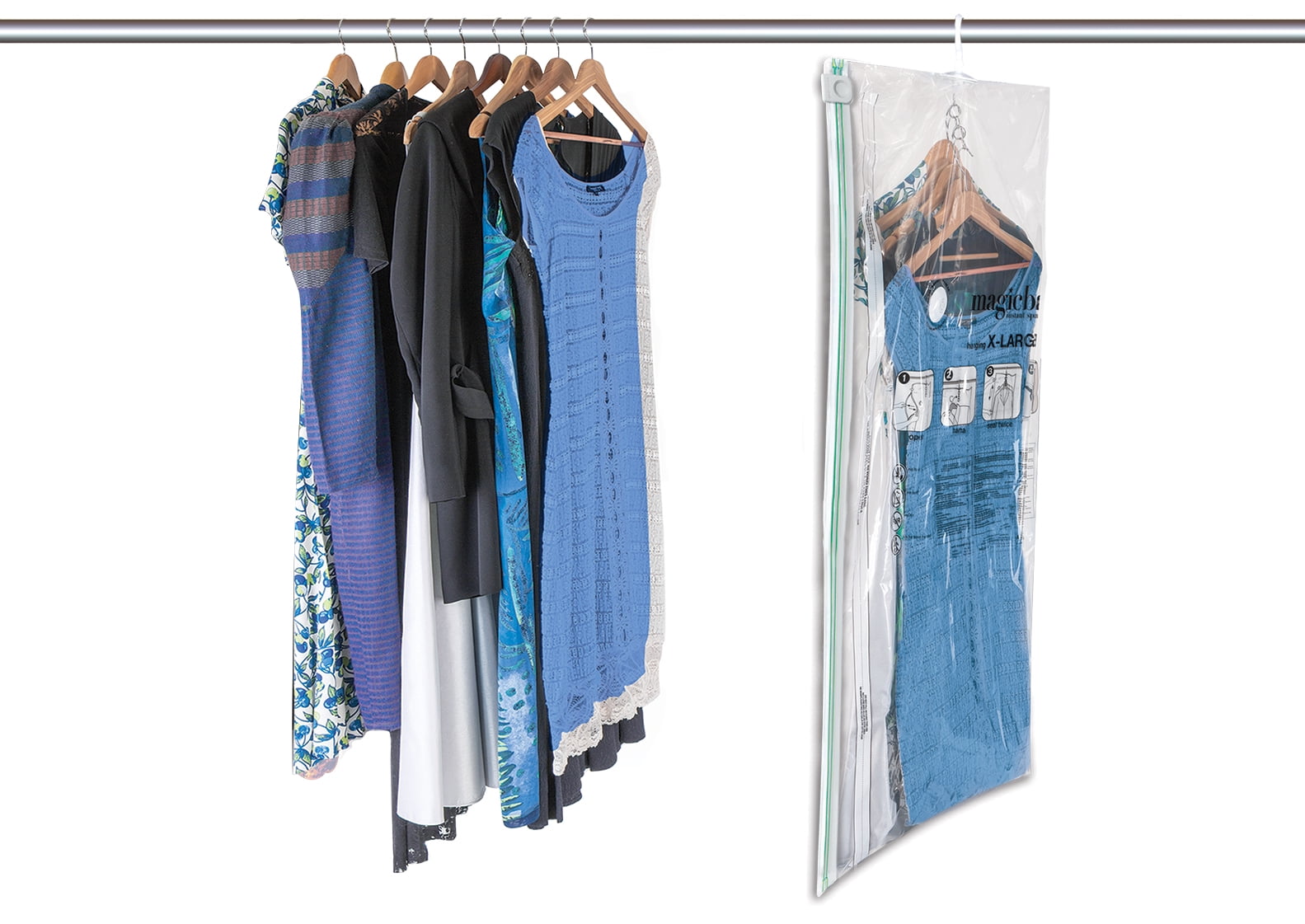 MagicBag Smart Design Instant Space Saver Storage - Hanging Extra Large  Dress - Set of 2 Bags Total