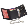 thumbnail image 4 of Men's RFID Blocking Trifold Biker Genuine Leather Steel Chain Truck Wallet Snap closure, 4 of 5