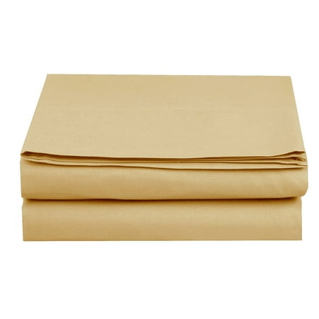 1500 Thread Count Egyptian Quality 1-Piece Flat Sheet, Queen Size, Gold