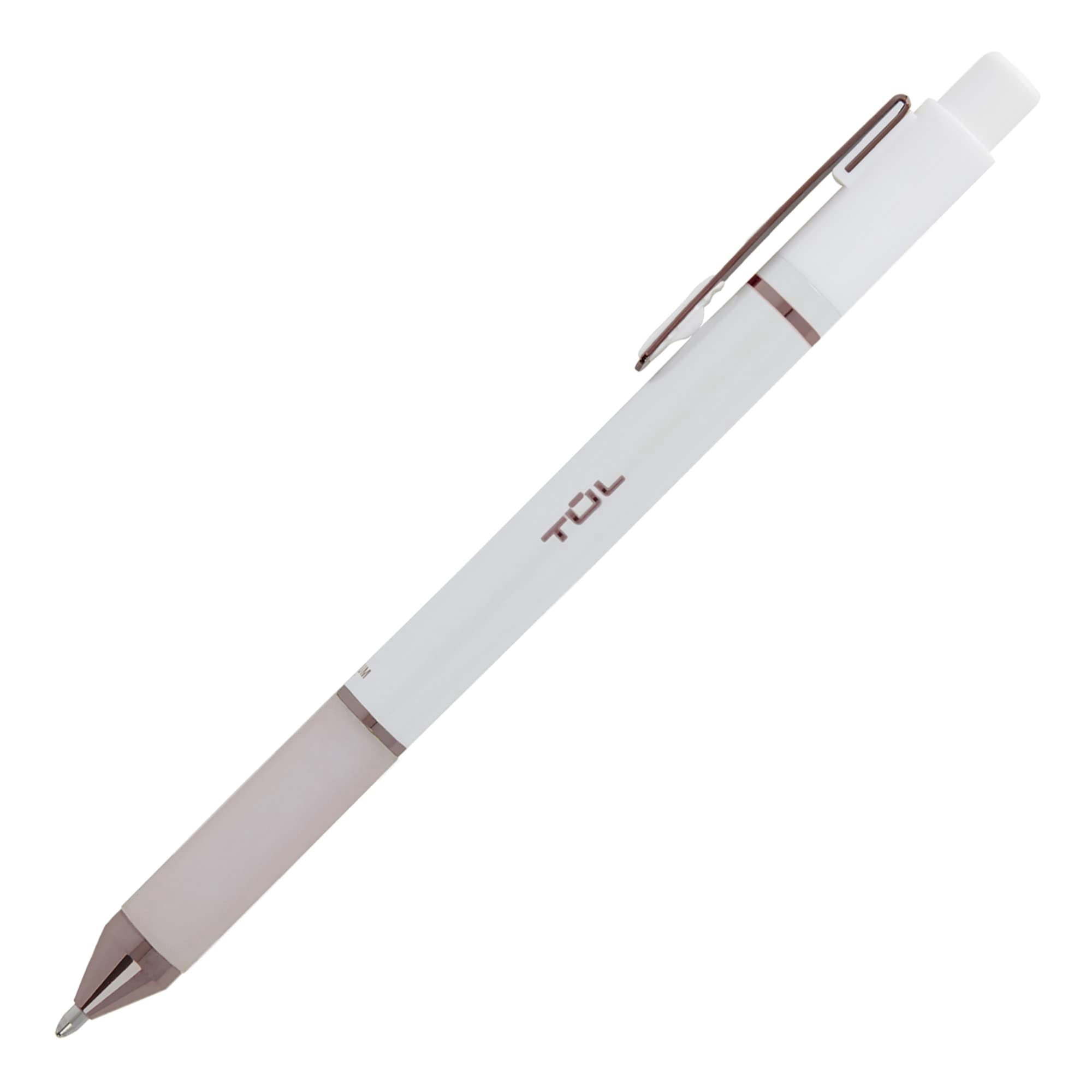 TUL® BP Series Retractable Ballpoint Pens, Medium Point, 1.0 mm, Pearl White Barrel, Blue Ink, Pack Of 12 Pens