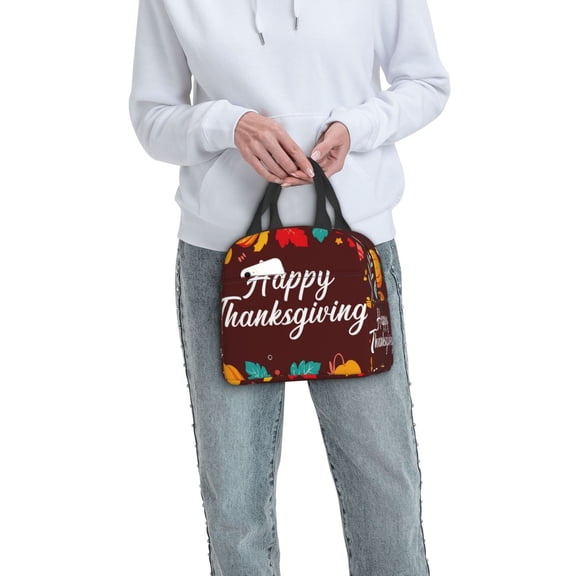 Ratiio Happy Thanksgiving Print Lunch Bag Lunch Box Insulated Lunch Bag Adult Lunch Box for Men and Women