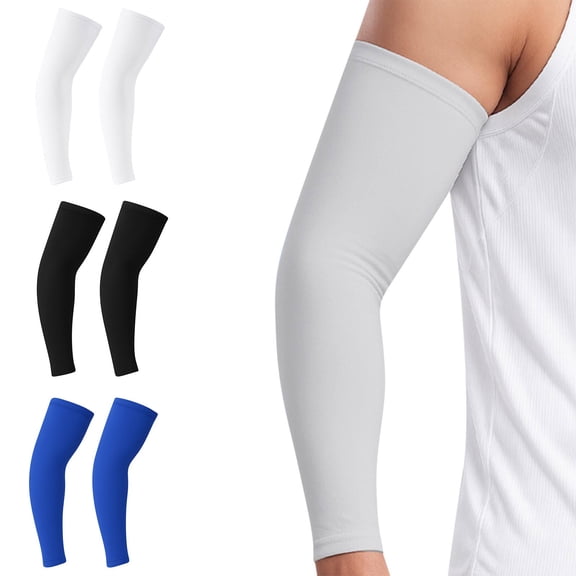 QSAWXQZ Men's Basic Sun Protection Cooling Arm Sleeves UPF 50  UV Guard Elastic Lightweight Arm Covers for Outdoor Activities Free Size