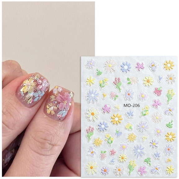 Nail Art Stickers Female Flower Embossed Stickers Oil Painting Lot C2 N7Y1