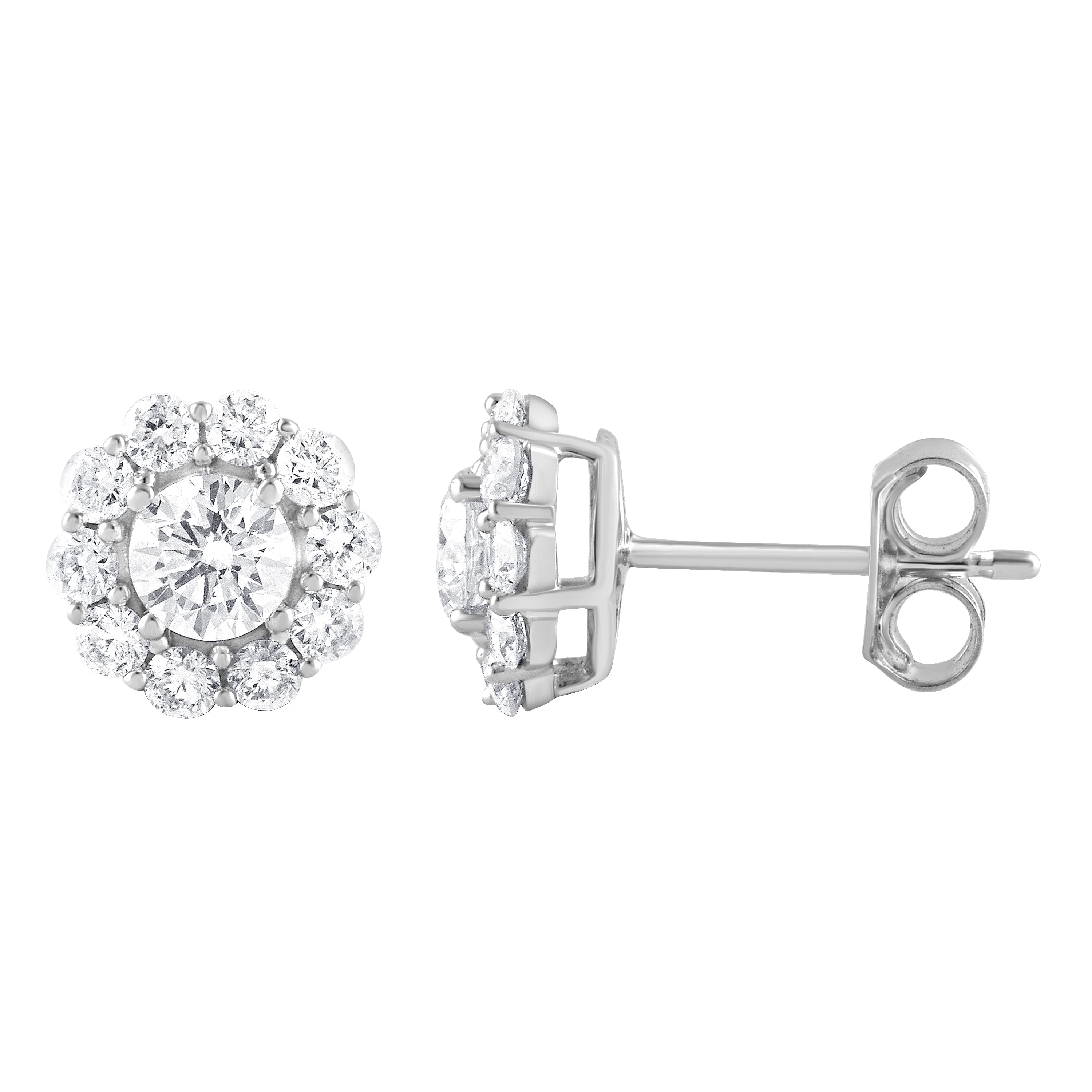 STERLING SILVER Stud Earrings Stunning 10mm Round created Diamonds Men's Women's 