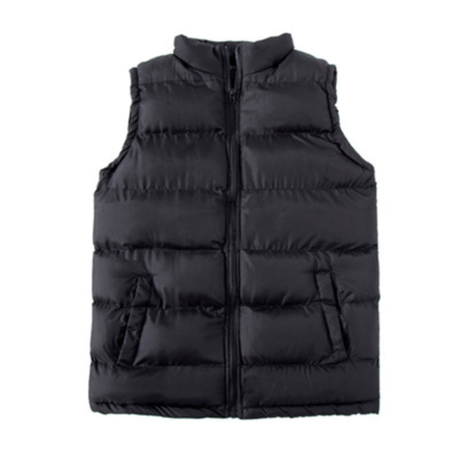 Fankiway Men S Autumn and Winter Casual Solid Color Sleeveless Thick Down Cotton Vest Walmart