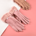 thumbnail image 4 of Guantes de pantalla táctil para mujer, bonitos y cálidos guantes de gamuza de terciopelo para montar en motocicleta para estudiantes, 4 of 5