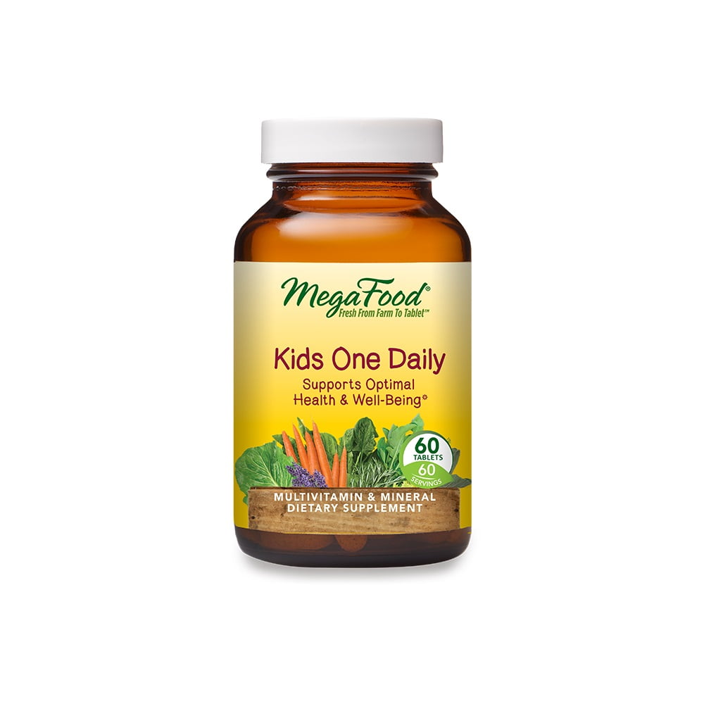 MegaFood Kids One Daily - Daily Multivitamin and Mineral Dietary Supplement with Vitamins, C, D, and Folate - Non-GMO - Vegetarian - 60 Tabs