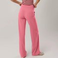 thumbnail image 4 of Women's Wide Leg Pants - Ultra Soft Casual Fashion Solid Color Long Pants with Pockets Pink L, 4 of 7
