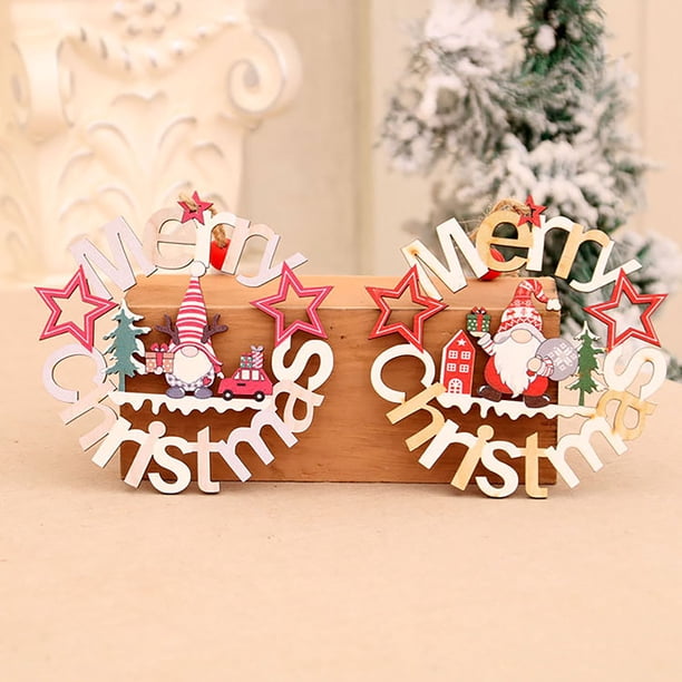 Ganfancp Hueco de Navidad Colgante de Madera Etiqueta Colgante Árbol de Navidad Pequeño Sin Rostro Viejo Hombre Decoraciones de Navidad