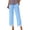 Blue, variant on Fashion Plus Size Casual Pants for Womens Summer Cotton and Linen Solid Color Ruffle Elastic Waist High Waist Long Pants