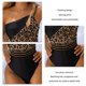 thumbnail image 5 of Traje de baño de una pieza para mujer, estampado de empalme, ajustado, moda, traje de baño de una pieza, estampado de leopardo, un solo hombro S, 5 of 6