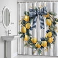 thumbnail image 5 of Farmhouse Style Shower Curtain for Bathroom Decor, Lemon Garland Bow Wood Grain Waterproof Fabric Shower Curtain, 36"x78" Set with 12 Hooks, 5 of 9