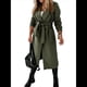 thumbnail image 2 of Chaqueta Clásica de Mujer con Solapa, Larga, Abertura Frontal y Cinturón, Abrigo Extra de Lana Verde M, 2 of 6