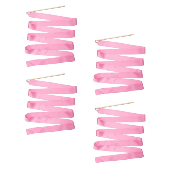 TAILTOSS Gymnastics Ribbons 4Pcs Pink for Rhythmic Gymnastics and Dancing Streamers