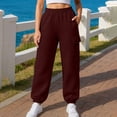 thumbnail image 7 of Sunnin Womens Cargo Jogger Sweatpants Elastic Waist Cuffed Ankle Pockets Relaxed Casual Lounge Trousers, 7 of 7