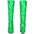 thumbnail image 2 of Unique Bargains Women's Boot Pointed Toe Side Zip Chunky Heels Knee High Boots Green 8, 2 of 6