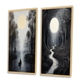 thumbnail image 3 of Designart "Boating in Fog Forest River" River Mountain Framed Wall Art Set Of 2 - Grey Landscapes Framed Wall Art Set Of 2, 3 of 7