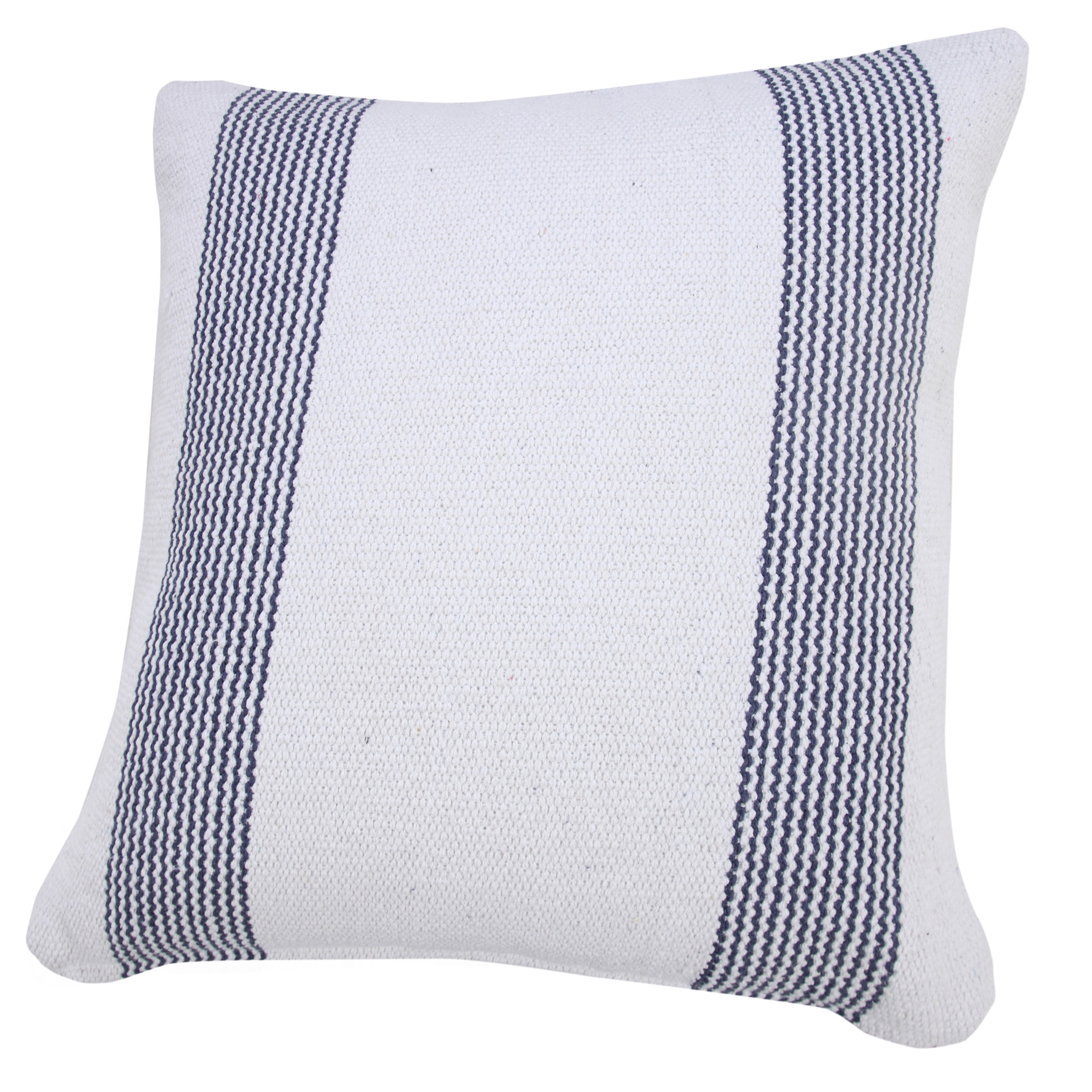 LR Home Cassidy Set of 2 Pale Blue/White Striped Cotton Adult Decorative Throw Pillow