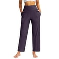 thumbnail image 2 of Yuanlong Womens Pants Solid Color Elastic High Waist Straight Tube Capris Pant Work Casual Bottom Smooth Stretchy Trouser, 2 of 8